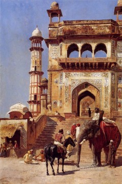 Ante una mezquita indio egipcio persa Edwin Lord Weeks Pinturas al óleo
